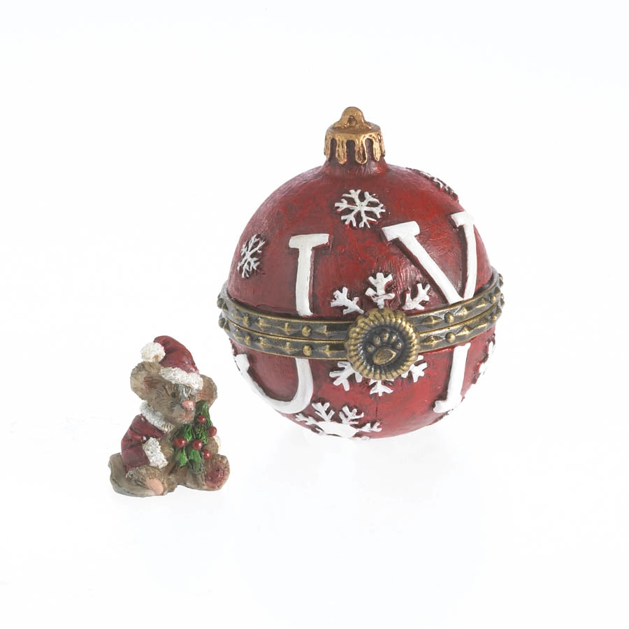 JOY'S CHRISTMAS ORNAMENT WITH SPRUCE MCNIBBLE-BOYDS BEARS RESIN HINGED ORNAMENT #4034148 *