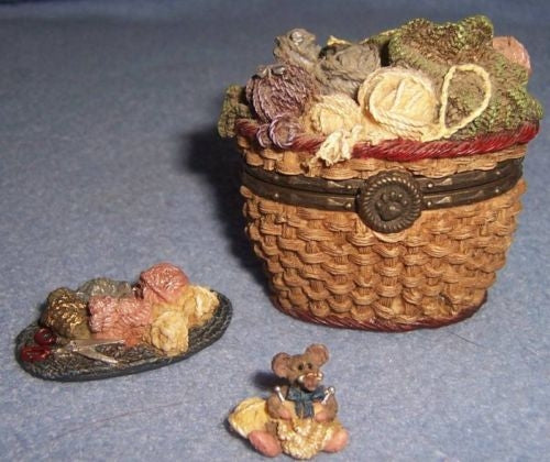 FUZZFACE'S YARN BASKET W/ PURL TOO MCNIBBLE-BOYDS BEARS TREASURE BOX #392104 *