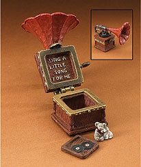 EDISON'S VICTROLA W/SPIN MCNIBBLE & FRIEND-BOYDS BEARS TREASURE BOX #392173 *