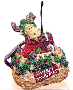 Merry Moosemas Creel Basket-Boyds Bears Resin Moose Fishing Ornament #25452 ***Hard to Find*** *