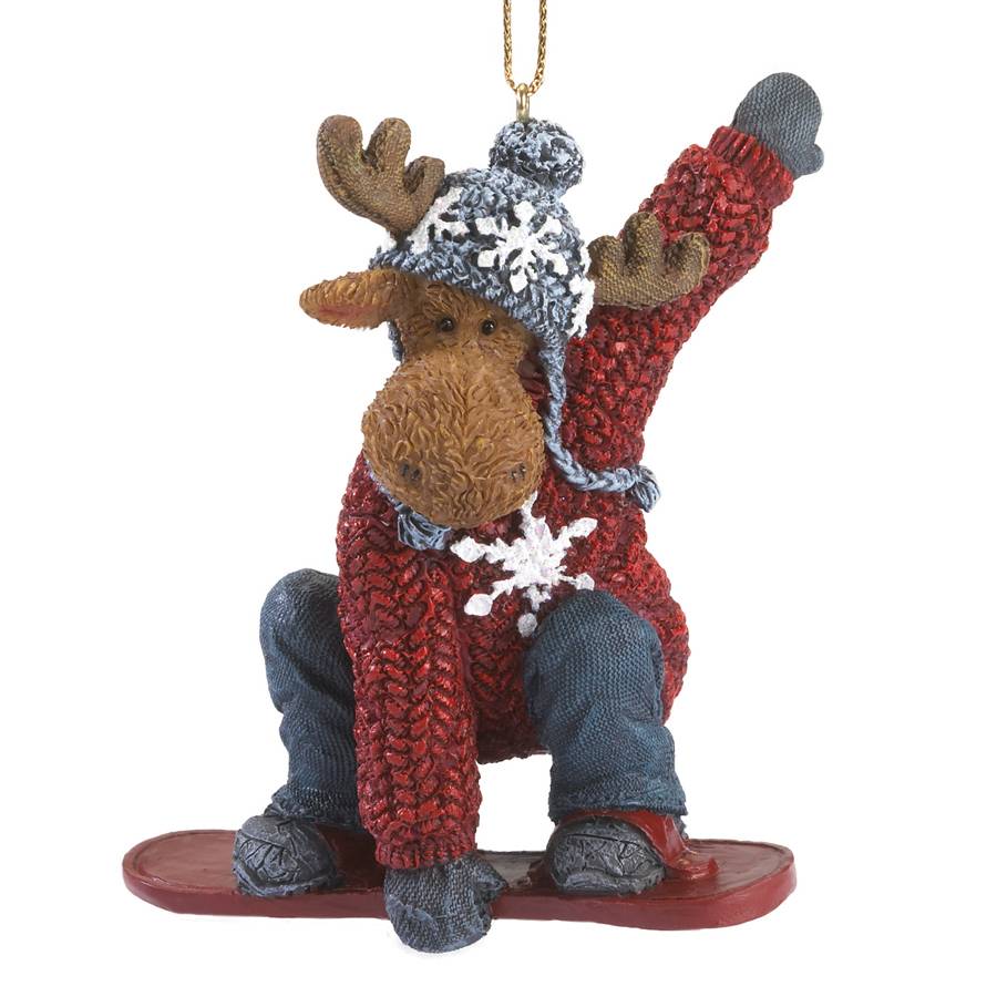 MYRON MOOSELTON-BOYDS BEARS RESIN SNOWBOARD MOOSE ORNAMENT #4041895 ***Hard to Find