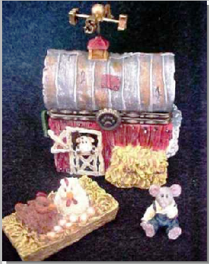 Moostein's Dairy Barn with Stinky McNibble-Boyds Bears Treasure Box #392126  Hard to Find