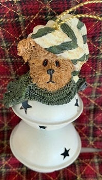 Bear on a Double Jingle Bell-Boyds Bears Bearstone Ornament #257452