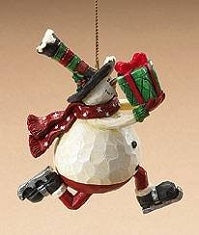 Snowman Holding Present-Boyds Bears Resin Ornament #257435