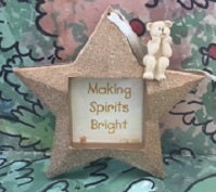 Making Spirits Bright-Boyds Bears Resin Picture Frame Ornament #257609 *