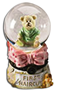 Locksley G. Bear-Boyds Bears Baby Girl's First Haircut Water Globe #270701 *