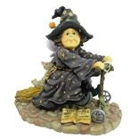 HILDA W/ SCAREDY CAT & EZRA...WITCH IN TRAINING-BOYDS BEARS RESIN WEE FOLKSTONE #36203 *