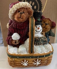 Fred, Frannie and Flake...Frosty Friends-Boyds Bears Resin Ornament #25785LB Longaberger Exclusive ***RARE***