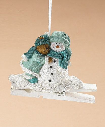 Bear & Snowman on Skis-Boyds Bears Resin Ornament #257422 *