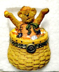 Gourdon Candybear Fall Pumpkin Basket-Boyds Bears Treasure Box #392141LB Longaberger Exclusive ***RARE*** *