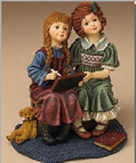 Amelia & Colleen...Playing School-Boyds Bears Resin Dollstone Yesterday's Child #3590 BBC LE