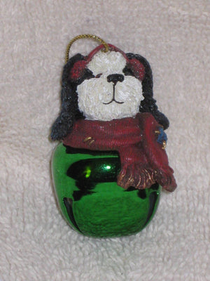 Puppy Dog on Jingle Bell-Boyds Bears Bearstone Ornament #99017VRSN-2 *