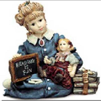 Michelle with Daisy...Reading is Fun-Boyds Bears Resin Dollstone  Yesterday's Child#3511 PE