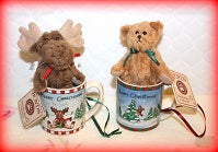 Mini & Moe-Boyds Bears Moose & Bear Cup Ornaments #C08190 QVC Exclusive ***RARE***