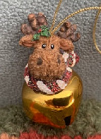 Gold Jingle Bell Moose-Boyds Bears Resin Ornament #257502