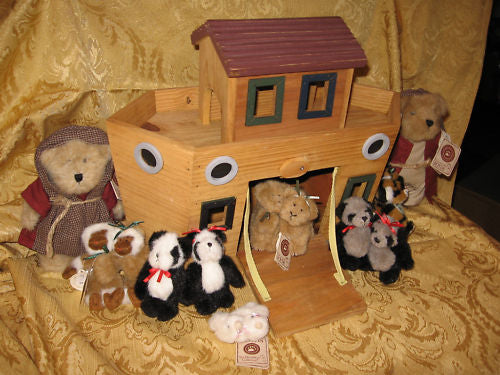 NOAH'S WOODEN ARK, MR. & MRS. NOAH & 10 PAIRS OF ANIMALS-BOYDS BEARS #658222 ***RARE***