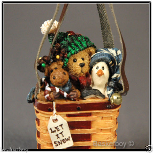 Winter Friends...Basket of Holiday Wishes-Boyds Bears Bearstone Ornament #25781LB Longaberger Exclusive