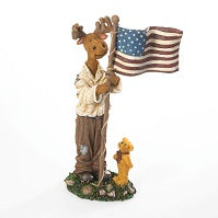 Benny B. Proud with Lil' Ted... I Pledge Allegiance-Boyds Bears Resin Patriotic Moose #4020932