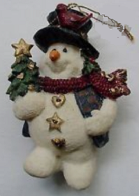 Windy  with Tree-Boyds Bears Resin Folkstone Snowman Ornament #2563 ***Hard to Find***